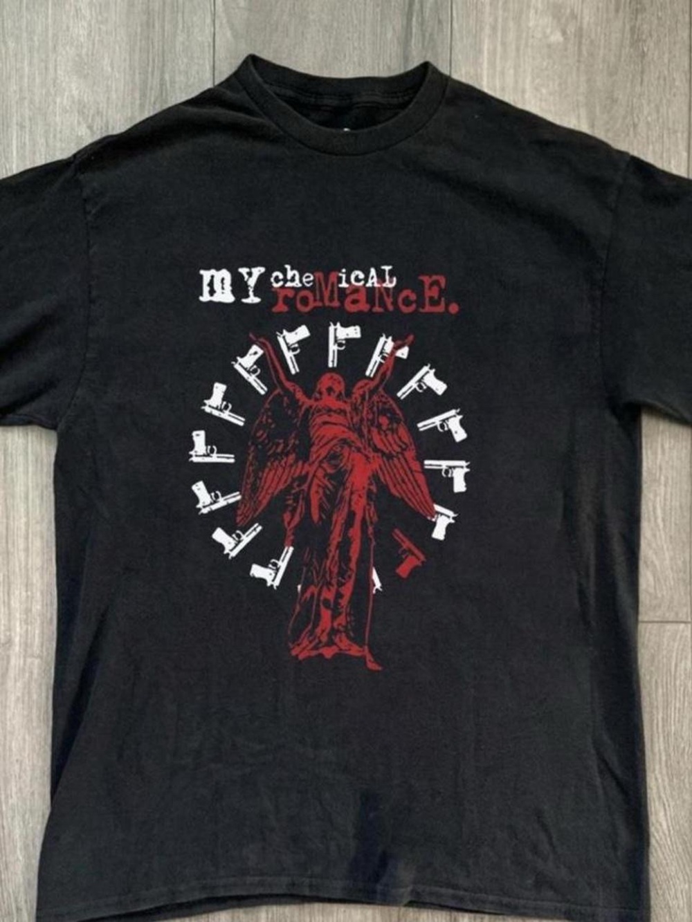 Gildan Black Tee with Red Angel Graphic